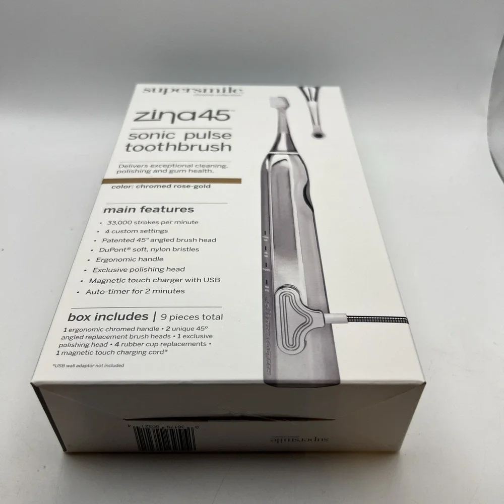 Supersmile Zina45 Sonic Pulse Elec. Toothbrush Chromed Rose Gold Collection NEW